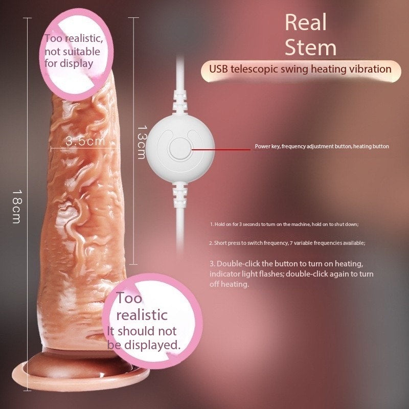 Realistischer Teleskop-Vibrator mit Heizfunktion und Fernbedienung in Hautfarbe - 18cm Premium Wellness-Massagegerät