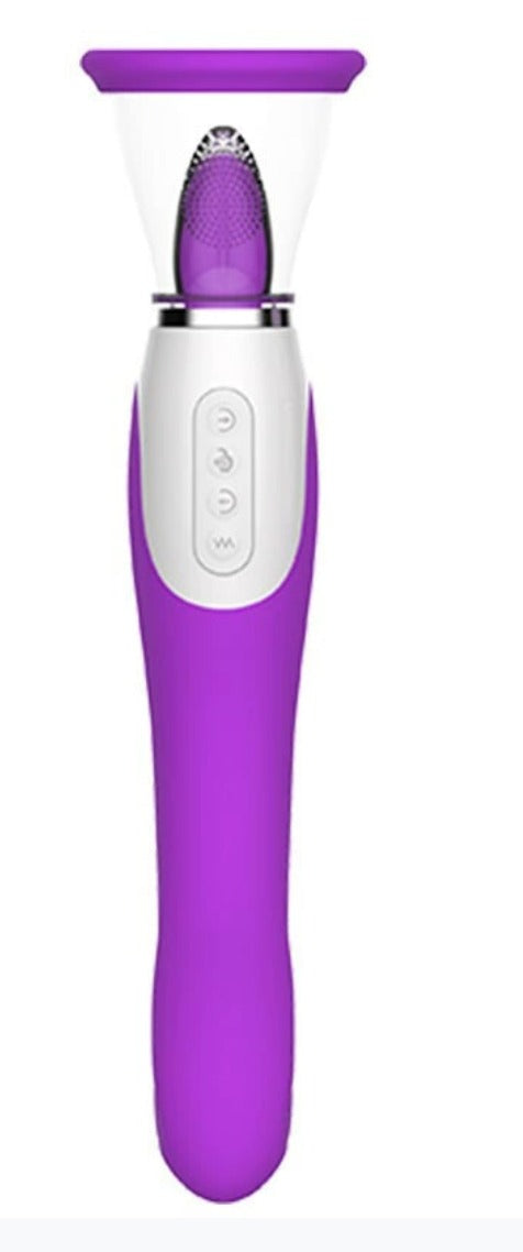 Lila 3-in-1 Vibrator Seitenansicht - Multifunktionales Design für verschiedene Anwendungen