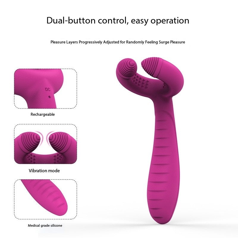 Lila Paar-Vibrator Seitenansicht - Flexible Form für simultane Stimulation