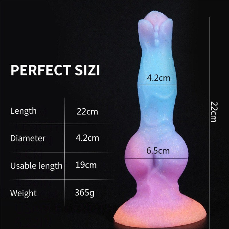 Leuchtender Fantasy Analdildo Seitenansicht - Ergonomisches Design mit breiter Basis