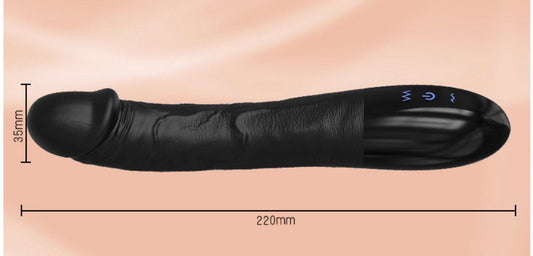 Lulu Vibrator in Schwarz mit ergonomischer G-Punkt-Kurve und Klitoris-Stimulator, 220mm Länge, Premium-Silikon