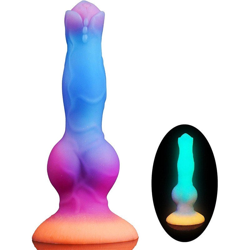 Leuchtender Fantasy Analdildo in Grün - Glow in the Dark Buttplug mit Saugnapf