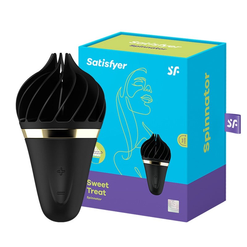 Schwarzer Rotations-Vibrator mit gebogener Spitze und 11 Vibrationsmodi