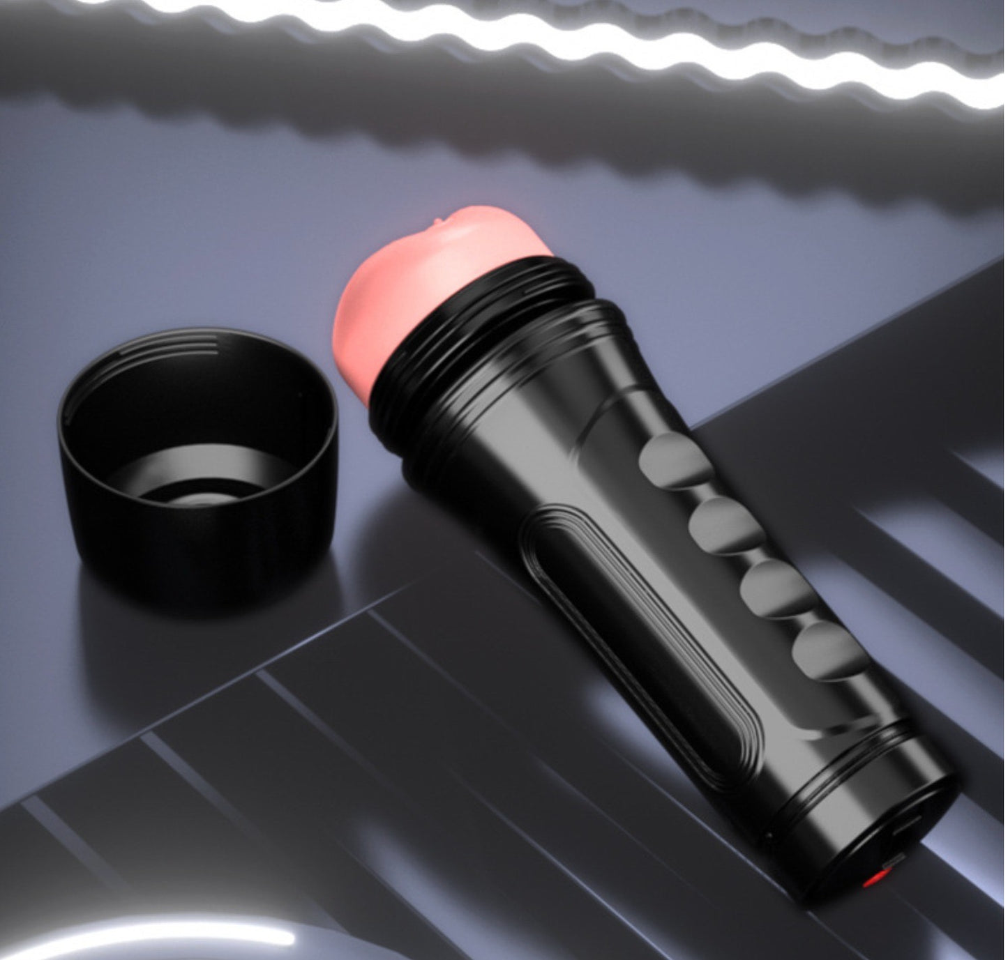 Schwarzes Premium Wellness-Gerät für Männer - Vibrierender Masturbator mit ergonomischem Design