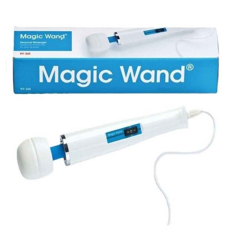 Weißer Magic Wand Massagestab Detailansicht - Ergonomischer Griff mit Bedienknöpfen